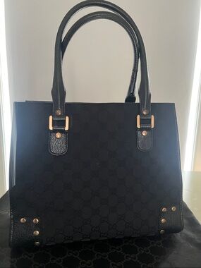 Gucci Elegant Canvas and Leather Ophidia Shopper Tote Gold Trim EUC